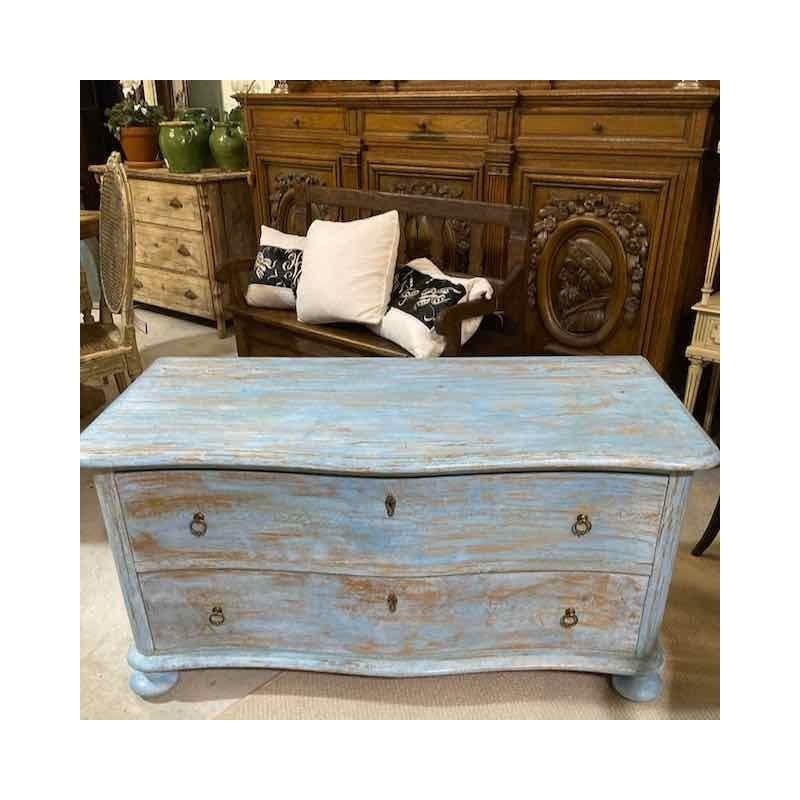 SOLD Scandinavian Early Pine Serpentine Shaped Drawers Painted Finish