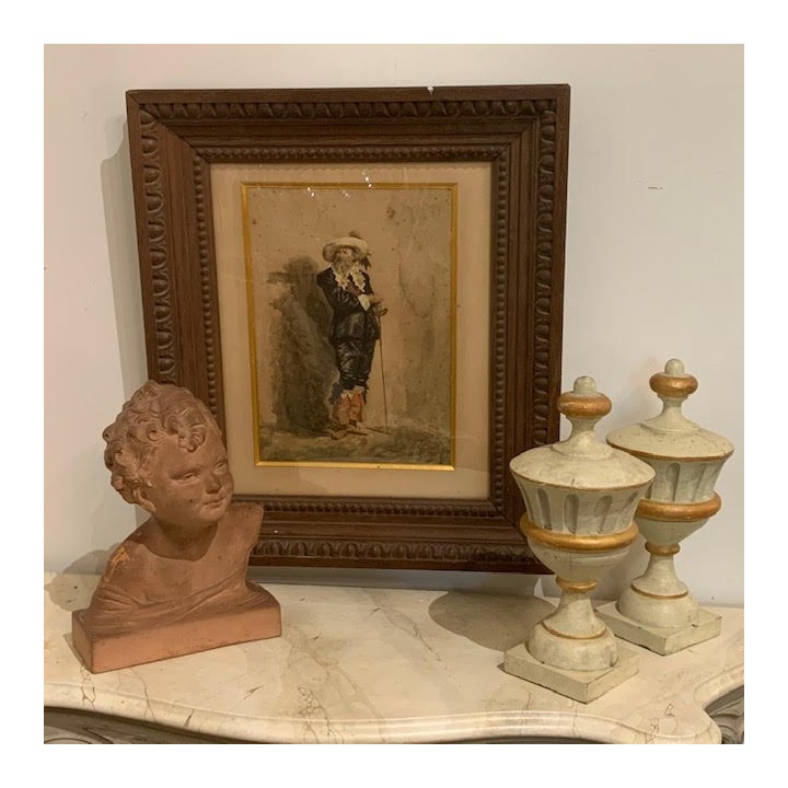 C1900 French Portrait Watercolour