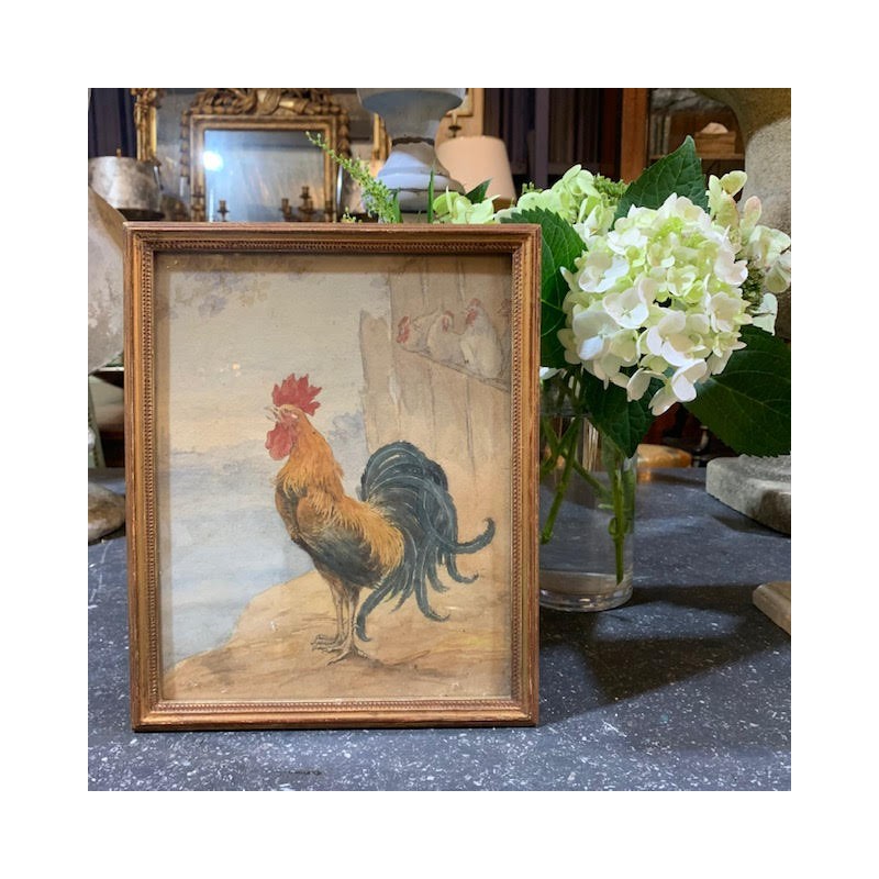 C1920 French Watercolour Rooster
