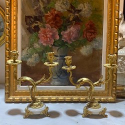 C19th French Pair of Candleholders rococo Louis XV manner