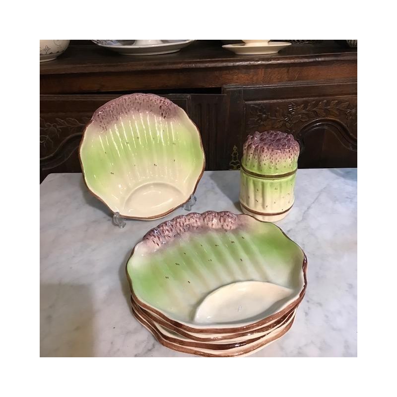 Asparagus Plates (6) with Sauciere