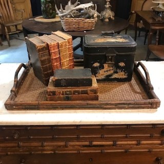 C1940 Faux Bamboo Style Caned Tray