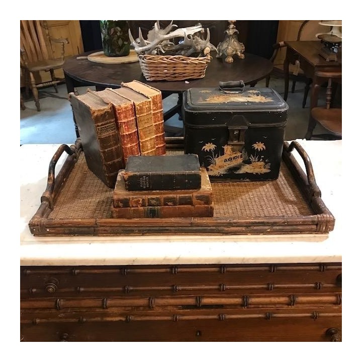 C1940 Faux Bamboo Style Caned Tray