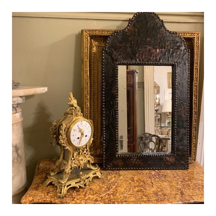 C19th Leather Mirror