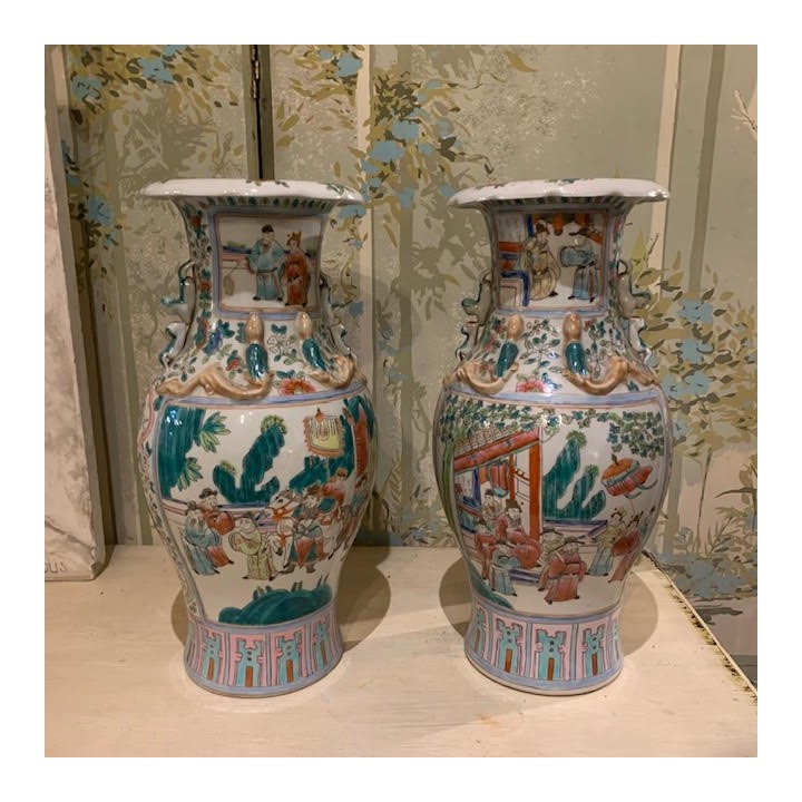 C1940 Pair of Chinoiserie Vase