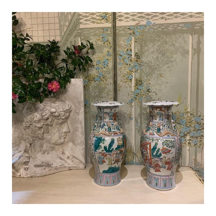 C1940 Pair of Chinoiserie Vase