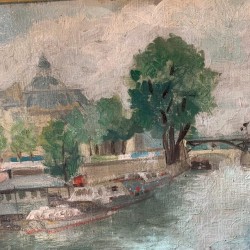 C1940 Paris 'La Seine" Oil on Canvas