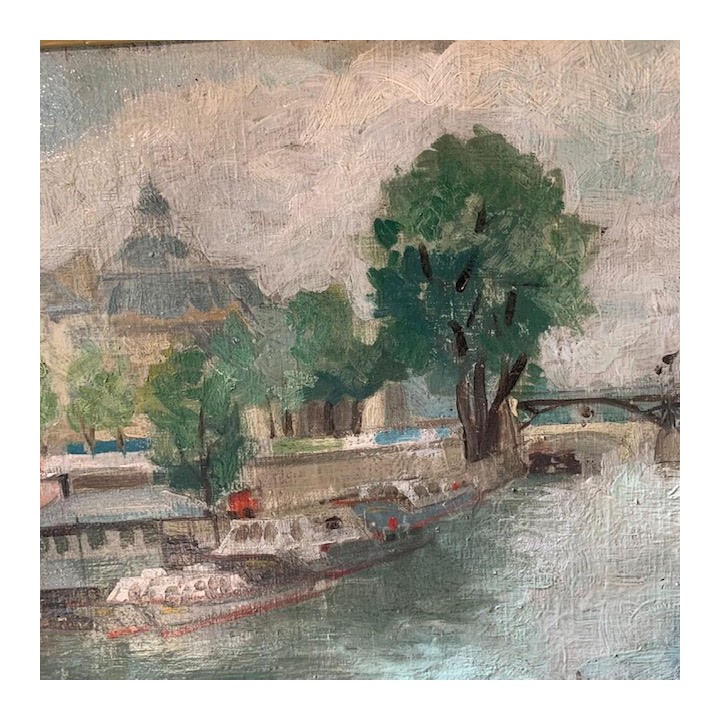 C1940 Paris 'La Seine" Oil on Canvas
