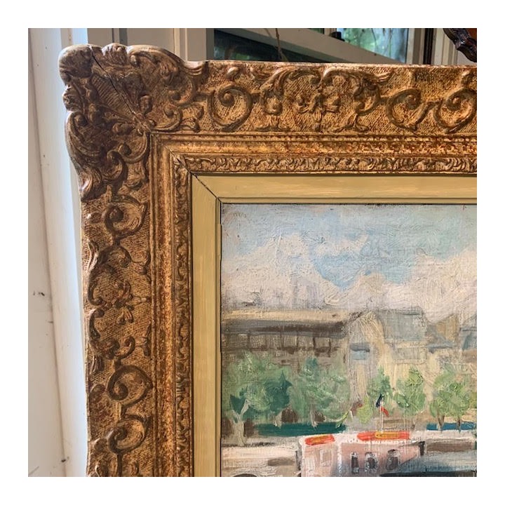 C1940 Paris 'La Seine" Oil on Canvas