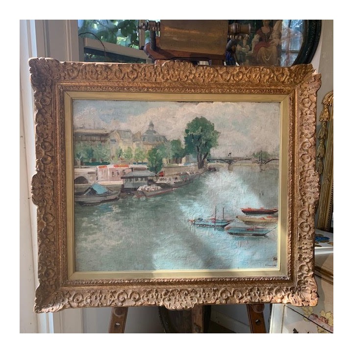 850 X 730C1940 French Oil on Canvas Paris La Seine