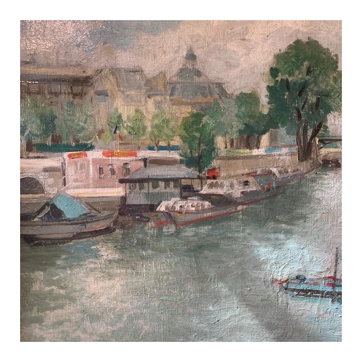 C1940 Paris 'La Seine" Oil on Canvas