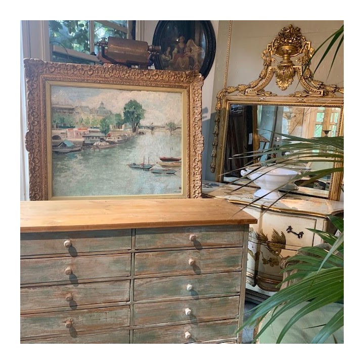 C1940 Paris 'La Seine" Oil on Canvas