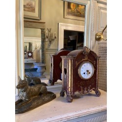C19th Clock Painted finish with gilt highlights