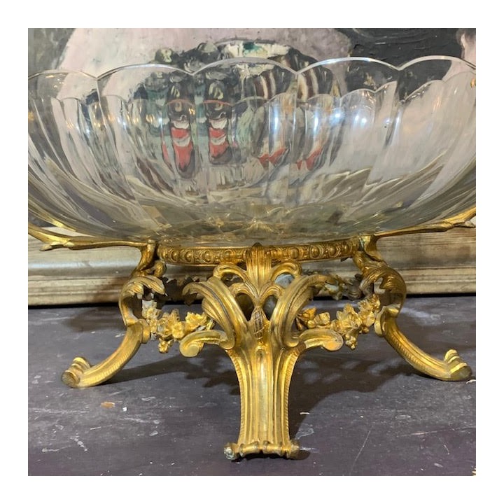 French Art Nouveau Crystal Coupe and Bronze Ormolu