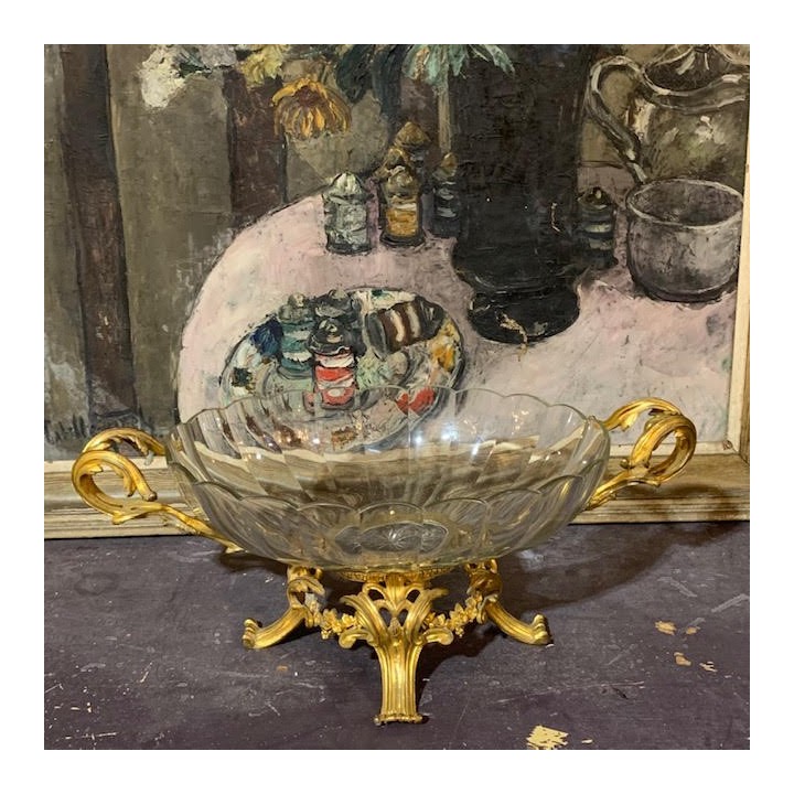 French Art Nouveau Crystal Coupe and Bronze Ormolu