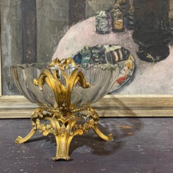 French Art Nouveau Crystal Coupe and Bronze Ormolu