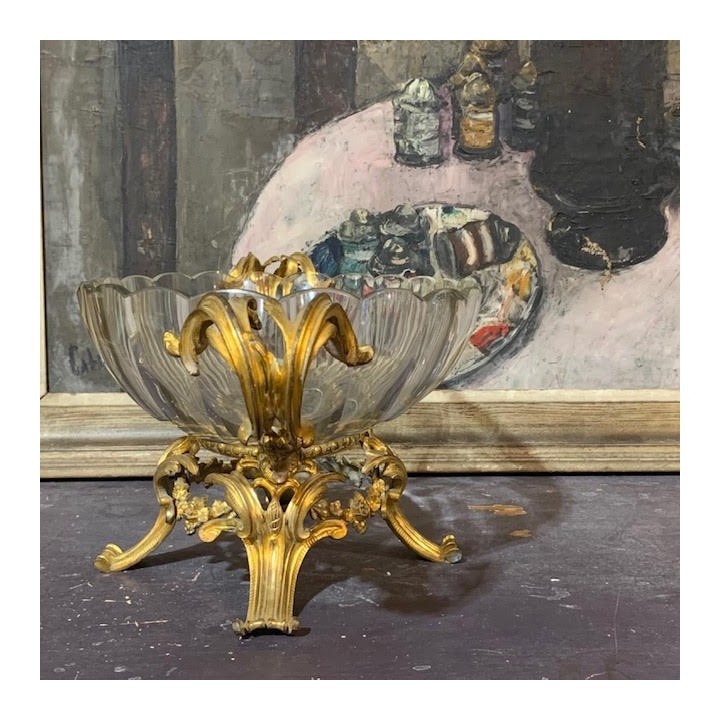 French Art Nouveau Crystal Coupe and Bronze Ormolu
