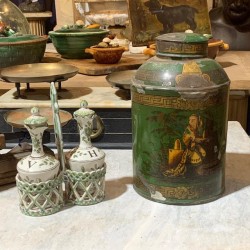 C18th Chinoiserie Tin Lidded Canister