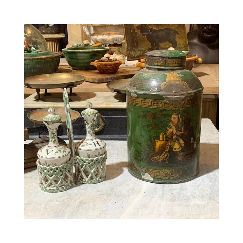 C18th Chinoiserie Tin Lidded Canister