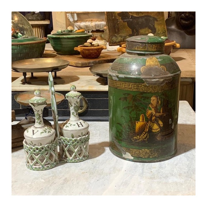 C18th Chinoiserie Tin Lidded Canister