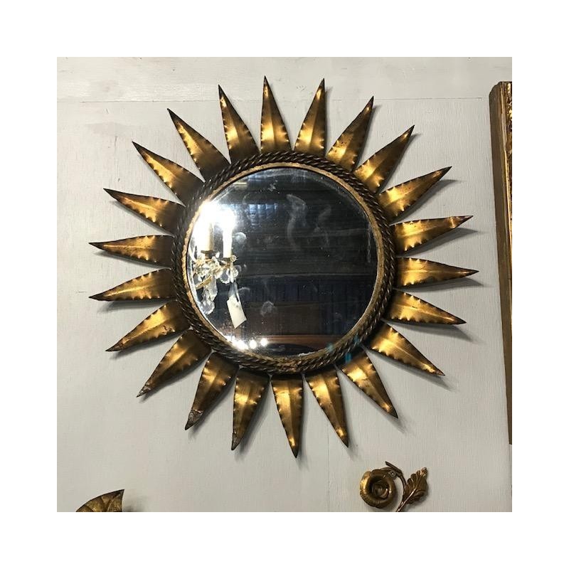 French C1950 Brass Sorciere Mirror