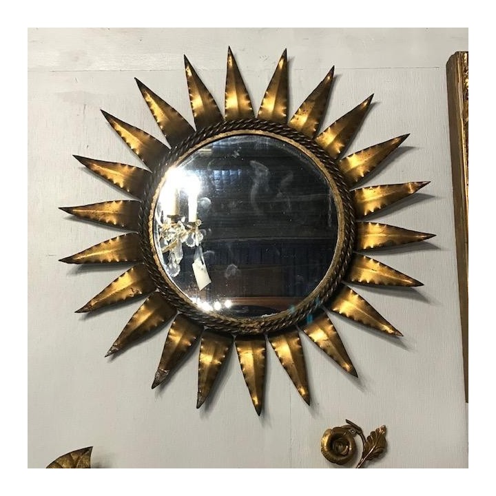 French C1950 Brass Sorciere Mirror