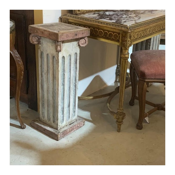 Pair Antique Swedish Pedestal with Paint Finish