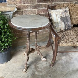 C19th English Cast Iron and Marble Top Garden Table