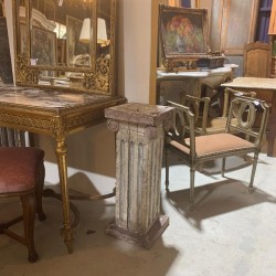 Pair Antique Swedish Pedestal with Paint Finish