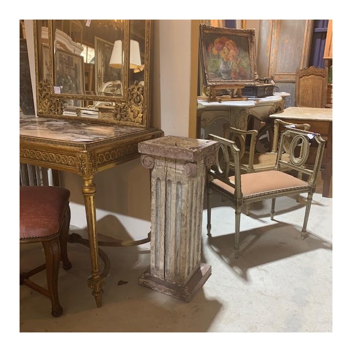 Pair Antique Swedish Pedestal with Paint Finish