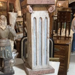 Pair Antique Swedish Pedestal with Paint Finish