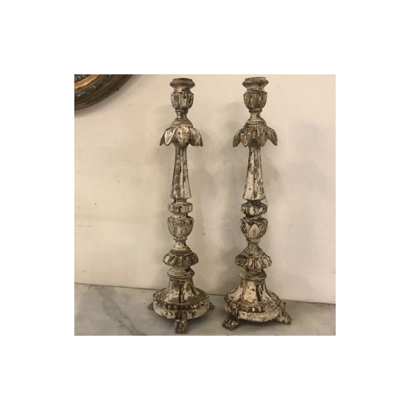 C18th Pair of Italienne Candlesticks