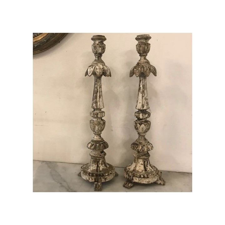 C18th Pair of Italienne Candlesticks