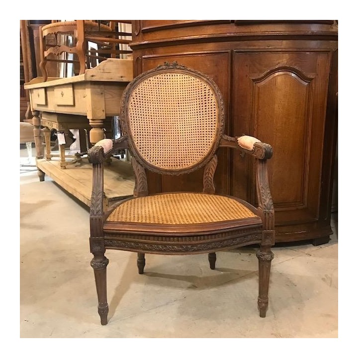 C19th French Walnut Arm Chairs in the Louis XV Manner