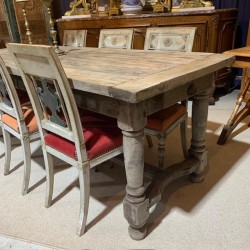 Antique French Rustic Faded Oak Table