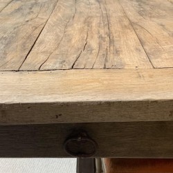 Antique French Rustic Faded Oak Table