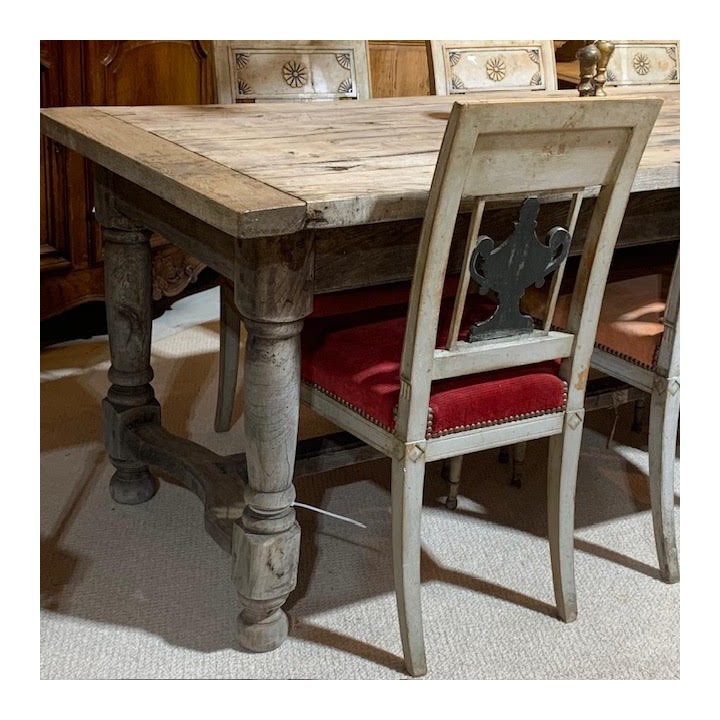 Antique French Rustic Faded Oak Table