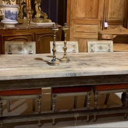 Antique French Rustic Faded Oak Table