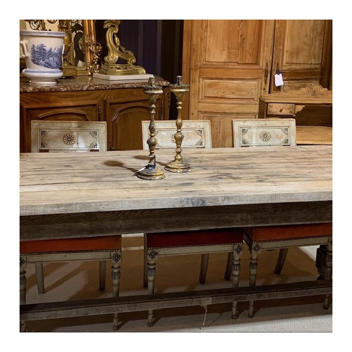 Antique French Rustic Faded Oak Table
