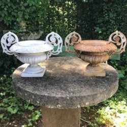 C19th French Pair of Cast Iron Urns
