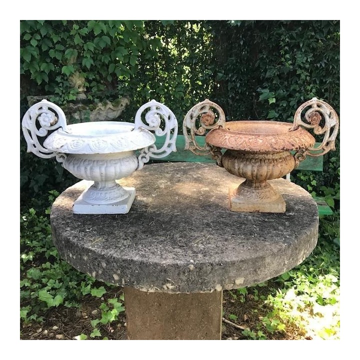 C19th French Pair of Cast Iron Urns
