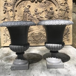 C1900's Pair of Medici Cast Iron Jardinieres