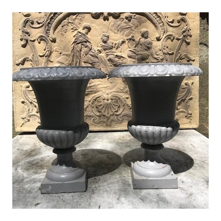 C1900's Pair of Medici Cast Iron Jardinieres