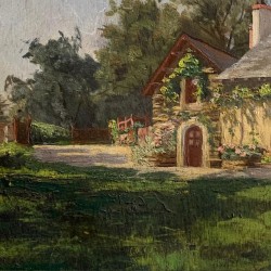 C1900 Oil on Panel French Farmhouse