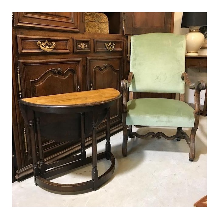 C1930's Oak Gate Leg Demi Lune Console