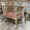 C1900 French Louis XVI Style Stool vintage Fabric