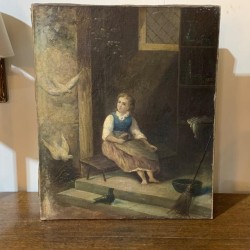 C19th Oil on Canvas Young...