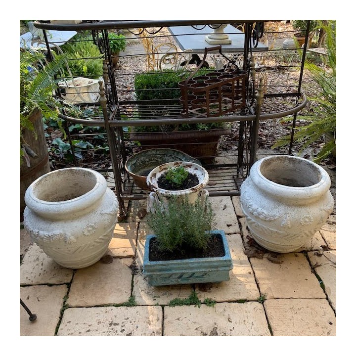 Vintage C1950 Pair of White Pots