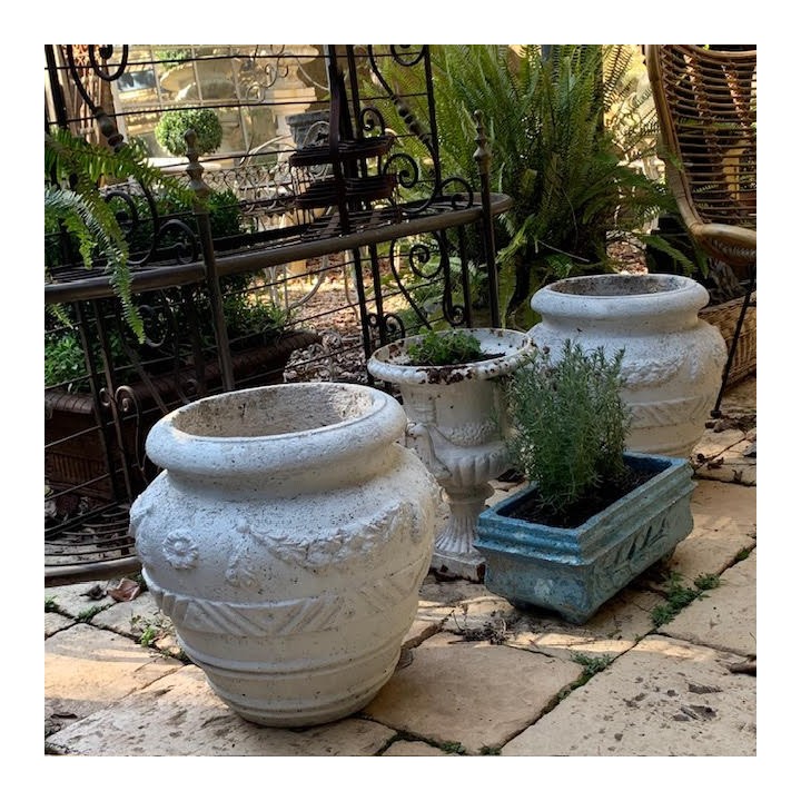 Vintage C1950 Pair of White Pots