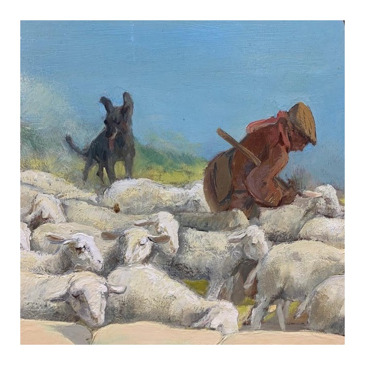 C1940 French Painting Bergeron, Hirondelle et Chien